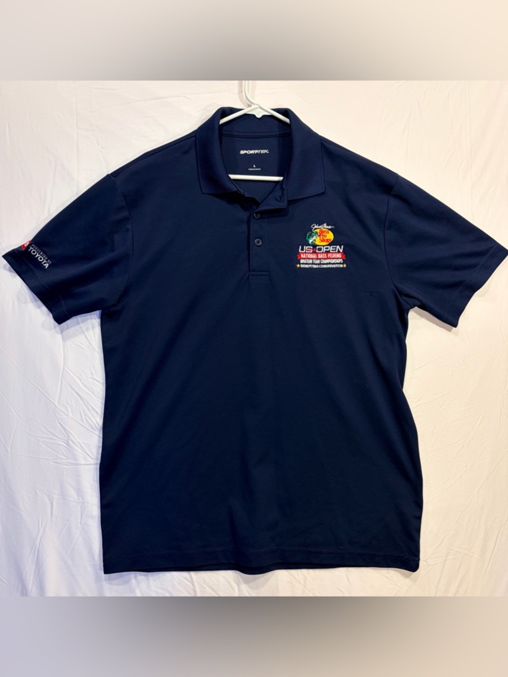 Bass Pro Shops Navy Polo with Colorful Bass Pro Shop US Open Embroidery. Sz Lrg